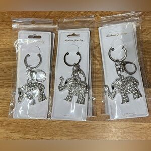 Silver Crystal Elephant Keychain Key & Card Holder (1)